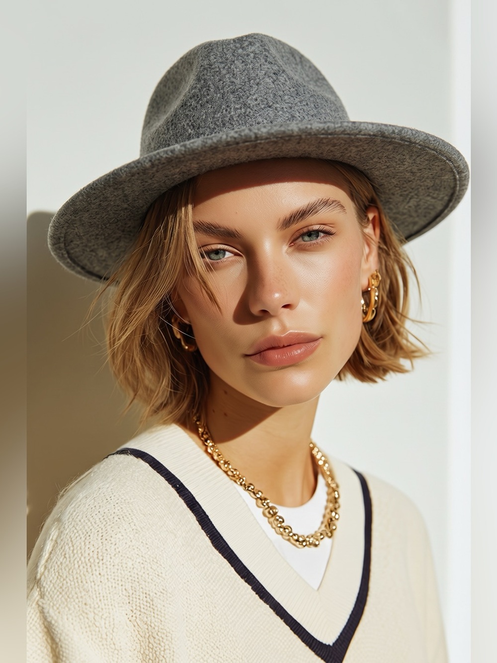 Universal Thread Gray Wide Brim Felt Fedora Rancher Hat